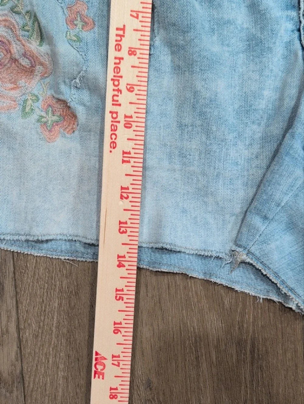 Time and Tru Light Blue Embroidered Denim Shorts